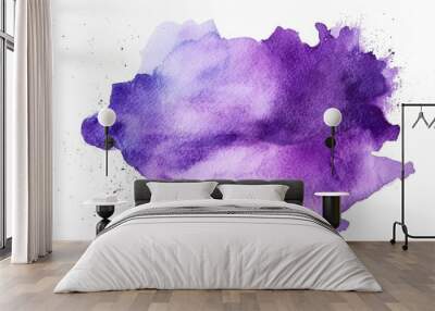 purple watercolor stain isolated on white background Wall mural