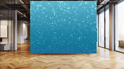 Winter blue sky with falling snow, Christmas blue background with snow. Wall mural