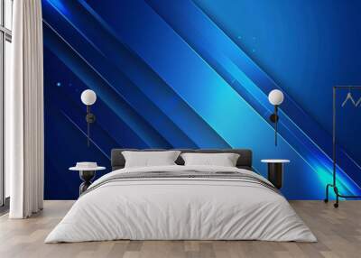 A blue vibrant graphic wallpaper with stripes design adds a dynamic and energetic feel to the technology scene, Sharpen with copy space Wall mural