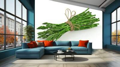 A fresh bundle of green asparagus tied with twine, ideal for healthy cooking and vibrant dishes. Wall mural