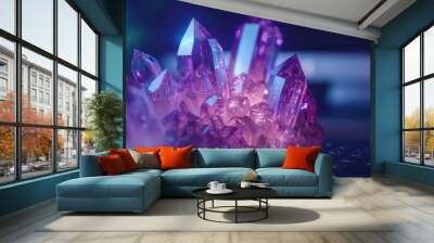 A hightech desktop computer is integrated with enchanted crystals that amplify processing power and emit soothing energy Wall mural