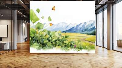 A watercolor of a poplar leaf Wall mural