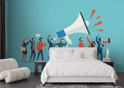 An illustration of a business leveraging strong brand loyalty by launching a customer advocacy program, turning loyal customers into brand ambassadors Wall mural