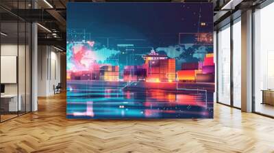 Business illustration of global supply chain management Wall mural