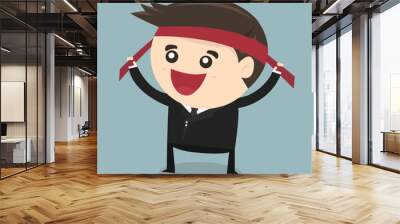 Businessman with red headband, motivation vector concept. illust Wall mural