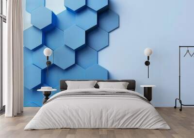 create a 3d rendering of a blue and white honeycomb pattern Wall mural