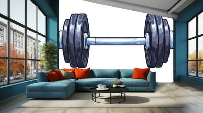 Dumbbell on a white isolated background, ideal for fitness and strength training concepts. Wall mural