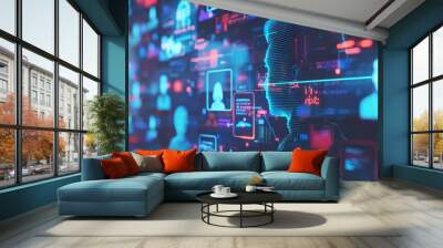 Futuristic business concept of customer relationship management Wall mural