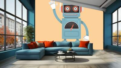 Hipster vintage robot. Retro robot. Wall mural