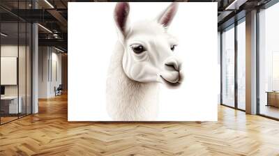 Llama head illustration on a white isolated background. Wall mural