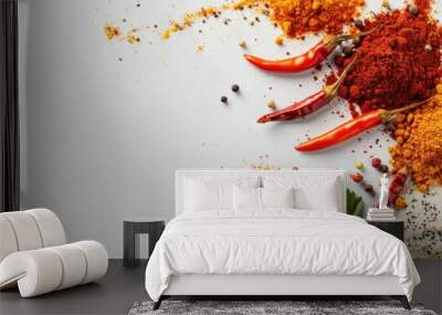 Minimalist banner featuring an explosion of traditional Indian flavors and textures with copy space Wall mural