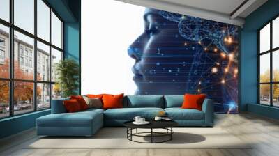 Stateoftheart neurotechnology enables users to interact with computers using only their minds, a concept ahead of its time, isolated on white Wall mural