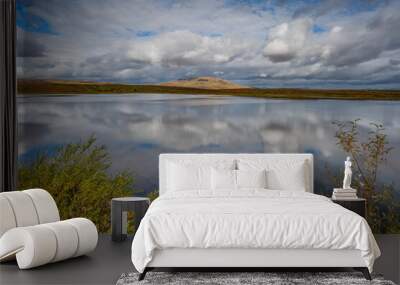 Reflections at Two Moose Lake in Tombstone Territorial Park in Yukon Territory, Canada Wall mural