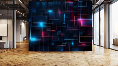 Geometric cubes in futuristic technology design and digital motion, creating a business themed abstract background Wall mural