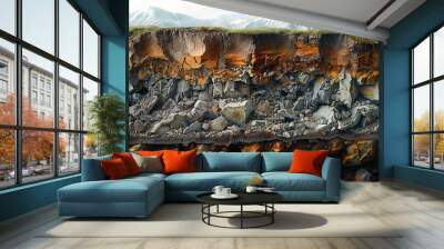 Illustration of Soil Layers: Unveiling the Earth's Hidden Tapestry.	 Wall mural