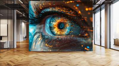 Data technology eye. Some elements are made using images obtained with the help of generative Ai technologies , generative ai Wall mural