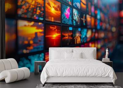 Digital content concept. Video streaming social networking service,generative ai Wall mural