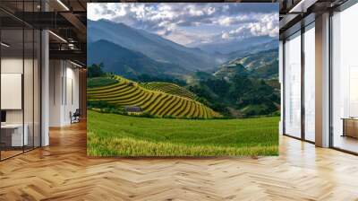 Panorama of  beautiful rice terraces, in Mu cang chai ,Yenbai, Vietnam. Wall mural