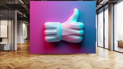 vector logo of a social media white thumbs up against a purple blue gradient backgroundcomposed of simple shapes,generative ai Wall mural