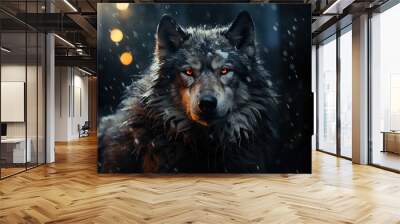 wolf portrait dramatic lighting,ai generative. Wall mural