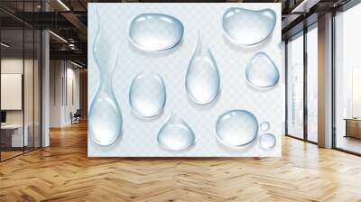 Realistic transparent water drops set. Rain drops on the glass. Isolated vector illustration
 Wall mural