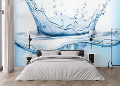 Transparent vector water splash and ice cubes on light background Wall mural