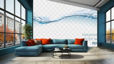 Water vector wave transparent surface with bubbles of air Wall mural