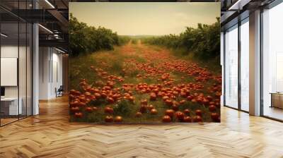 A tomatoes field. Generative AI. Wall mural