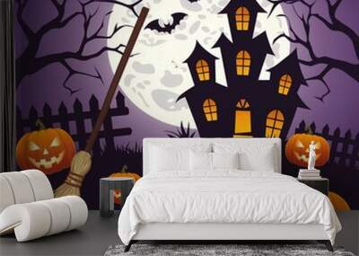 halloween background with pumpkins Wall mural