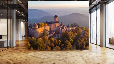 Vue aérienne du château du Haut-Koenigsbourg dans les Vosges. Alsace, France Wall mural