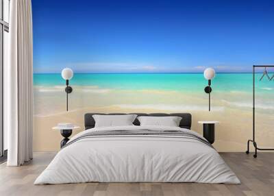 Idyllic beach with white sand and turquoise blue waters Wall mural