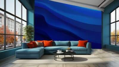 Blue striped waves on a blue background Wall mural