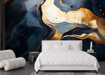 Gold and blue marble stone textured background wallpaper.
 Wall mural