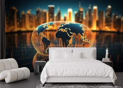 worldwide globalization and international business, global trade and economy shipping, networking of goods shipping and logistics
 Wall mural