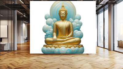 Gold Buddha statue watercolor oil painting clipart transparent background png Wall mural