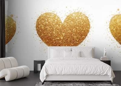 Gold heart glitter shiny sparking clipart transparent background, golden heart png Wall mural