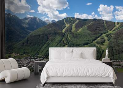 Overlooking The Ski Town Of Telluride Colorado From The Side Of A Mountain in Summer Wall mural