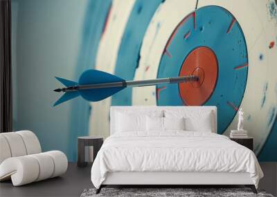 Target with dart in the center, business objective and achievement or personal success. Wall mural