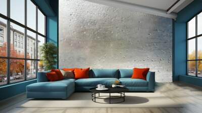 wet glass background, water drop texture on transparent mirror Wall mural