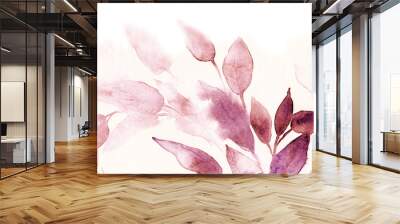 watercolor texture background pink leaves Wall mural