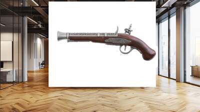 Old wooden gun on white background Wall mural