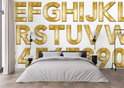 3d gold font letter abc - z Wall mural