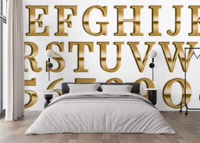 3d luxury glossy gold font letter abc - z Wall mural