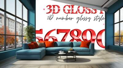 3D red number glossy Wall mural