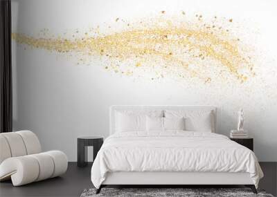 Abstract line hand-drawn with gold glitter Wall mural