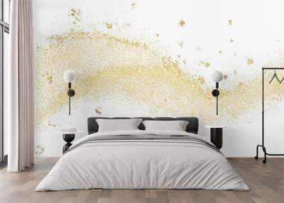 Abstract line hand-drawn with gold glitter Wall mural