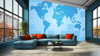 Dotted world map of rounded rectangles Wall mural