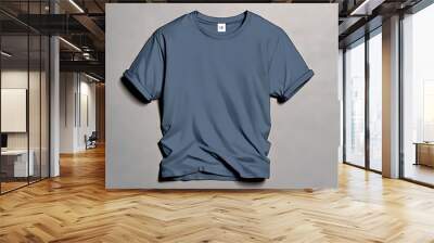 T-Shirt Mockup with Folded Sleeves. Styled Folded Sleeve T-Shirt Mockup Wall mural