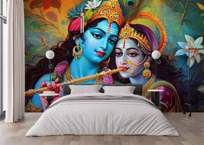 Lord Krishna and radha creative concept Wall mural