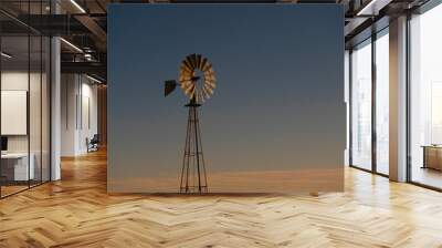 a traditional ranch windmill in rural texas Wall mural